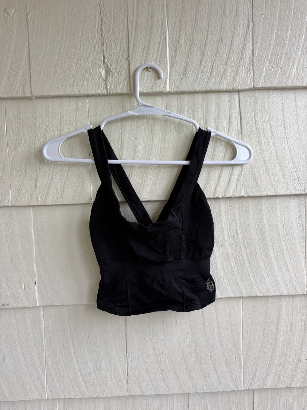 Free People Black Seamless Ribbed Sports Bra Tank Top